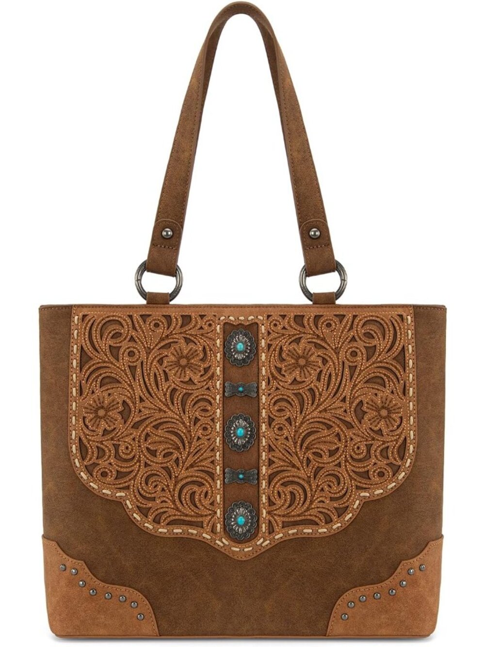 Western Tote Bag for Women Embroidered Shoulder Bag Tooled Purse